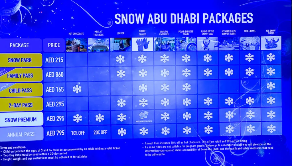 snow park abu dhabi ticket price