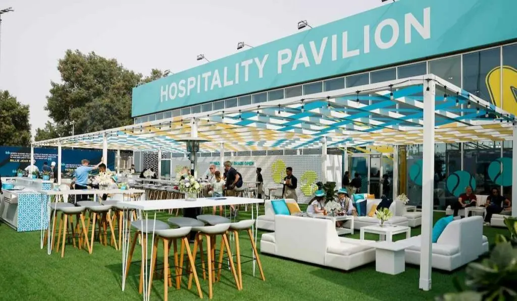 Hospitality pavilion at the Mubadala Abu Dhabi Open 2026