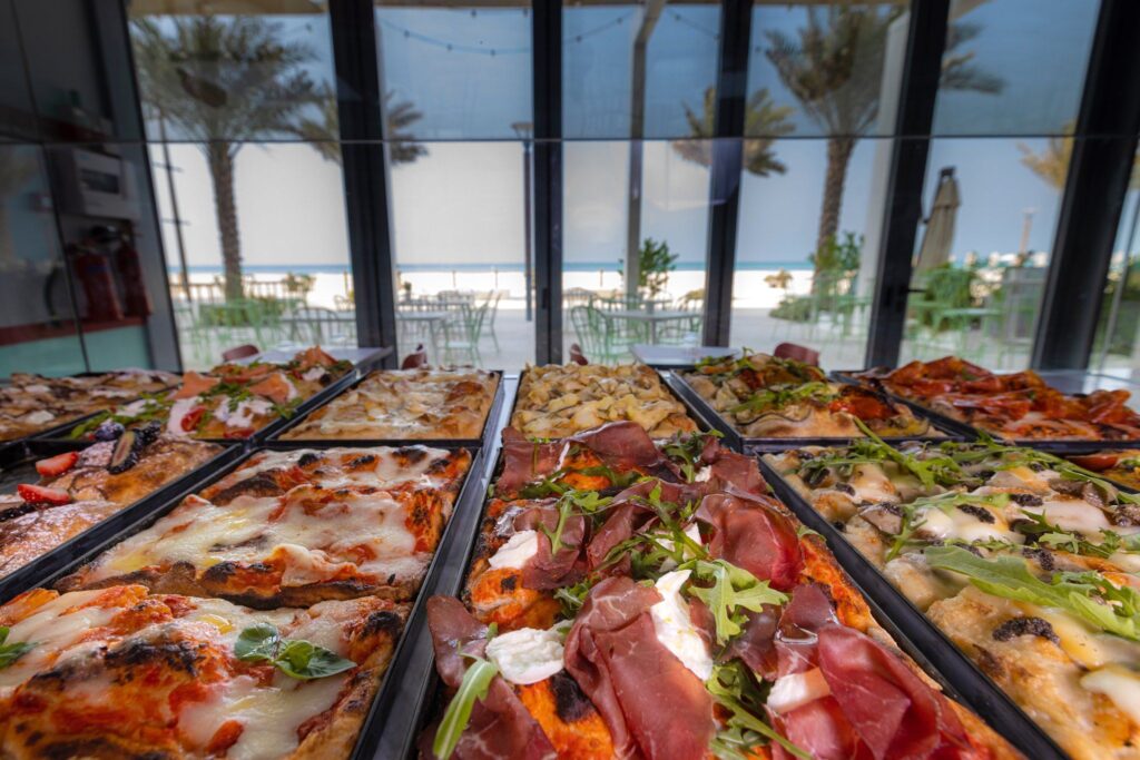 Sicilian-style pizza at Antonia Abu Dhabi